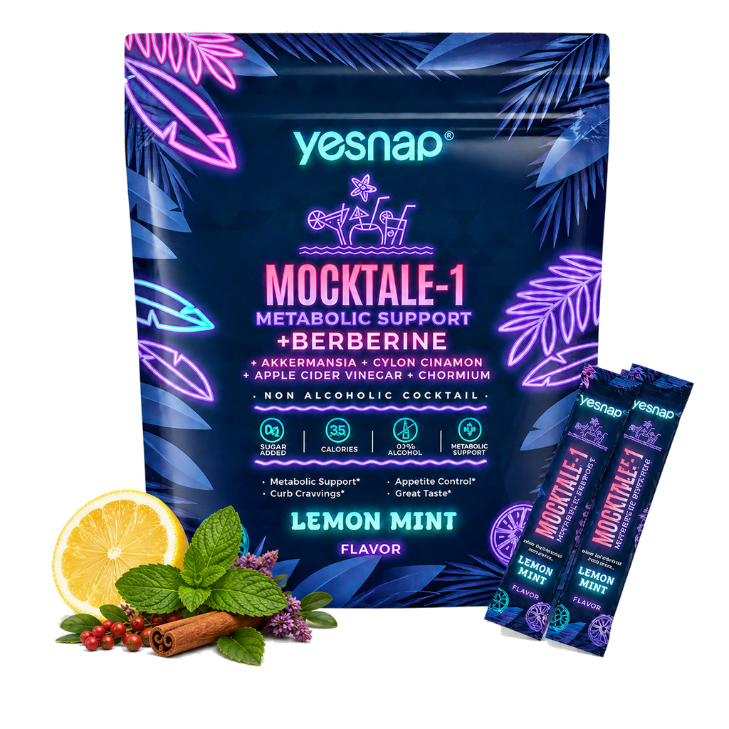 MOCKTALE-1 Metabolic Support with Berberine & Akkermansia, Chromium, CeylonCinnamon, AppleCiderVinegar-30 Packets Lemon Mint Flavor Non-Alcoholic Cocktail