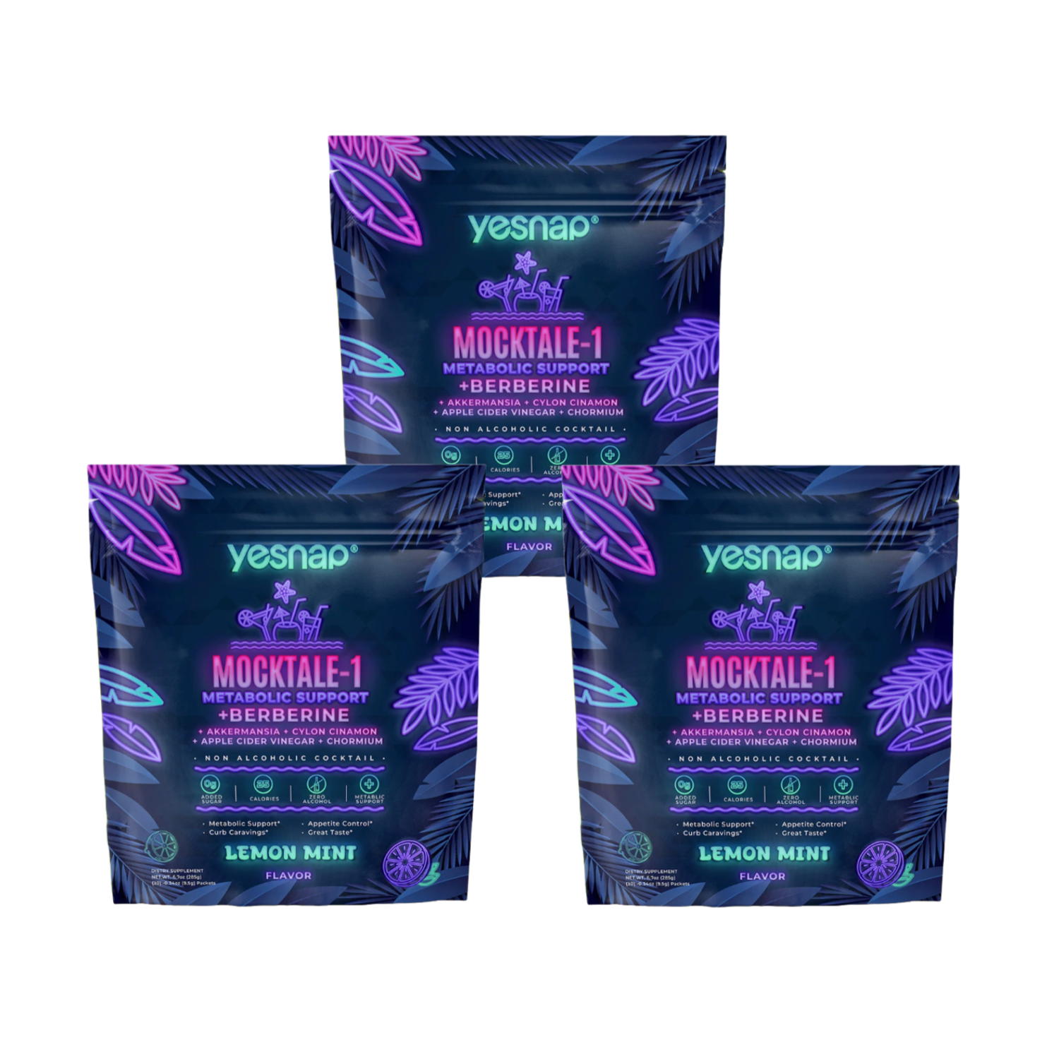 MOCKTALE-1 Metabolic Support with Berberine & Akkermansia, Chromium, CeylonCinnamon, AppleCiderVinegar-30 Packets Lemon Mint Flavor Non-Alcoholic Cocktail