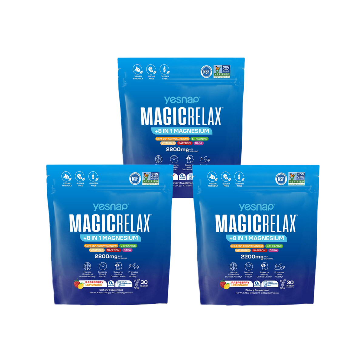 Yesnap MagicRelax™ 8-in-1 Magnesium Recovery Mix – 30 Packets