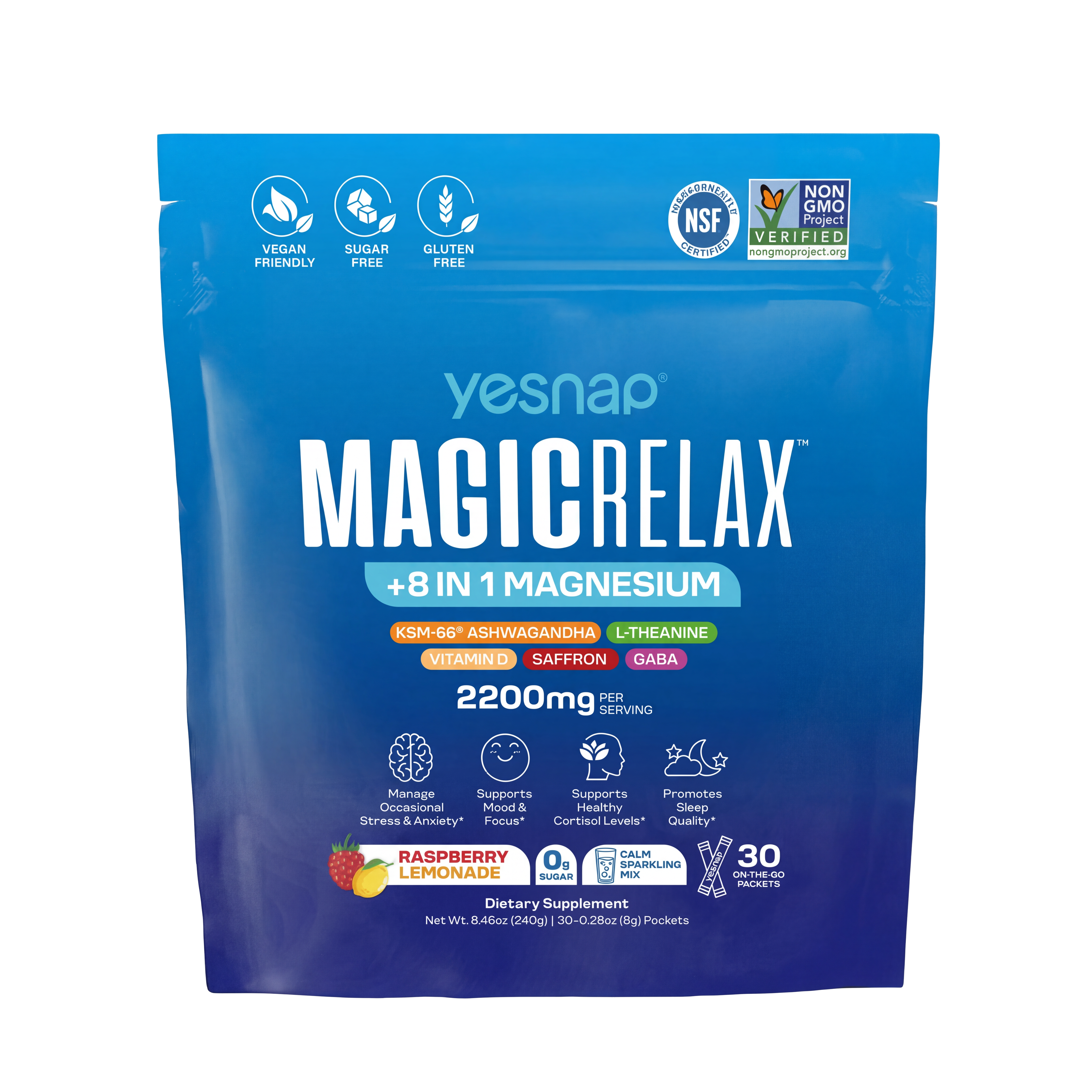 Yesnap MagicRelax™: 8-in-1 Magnesium Glute Muscle Recovery & Nighttime Calm Support (30 packets)