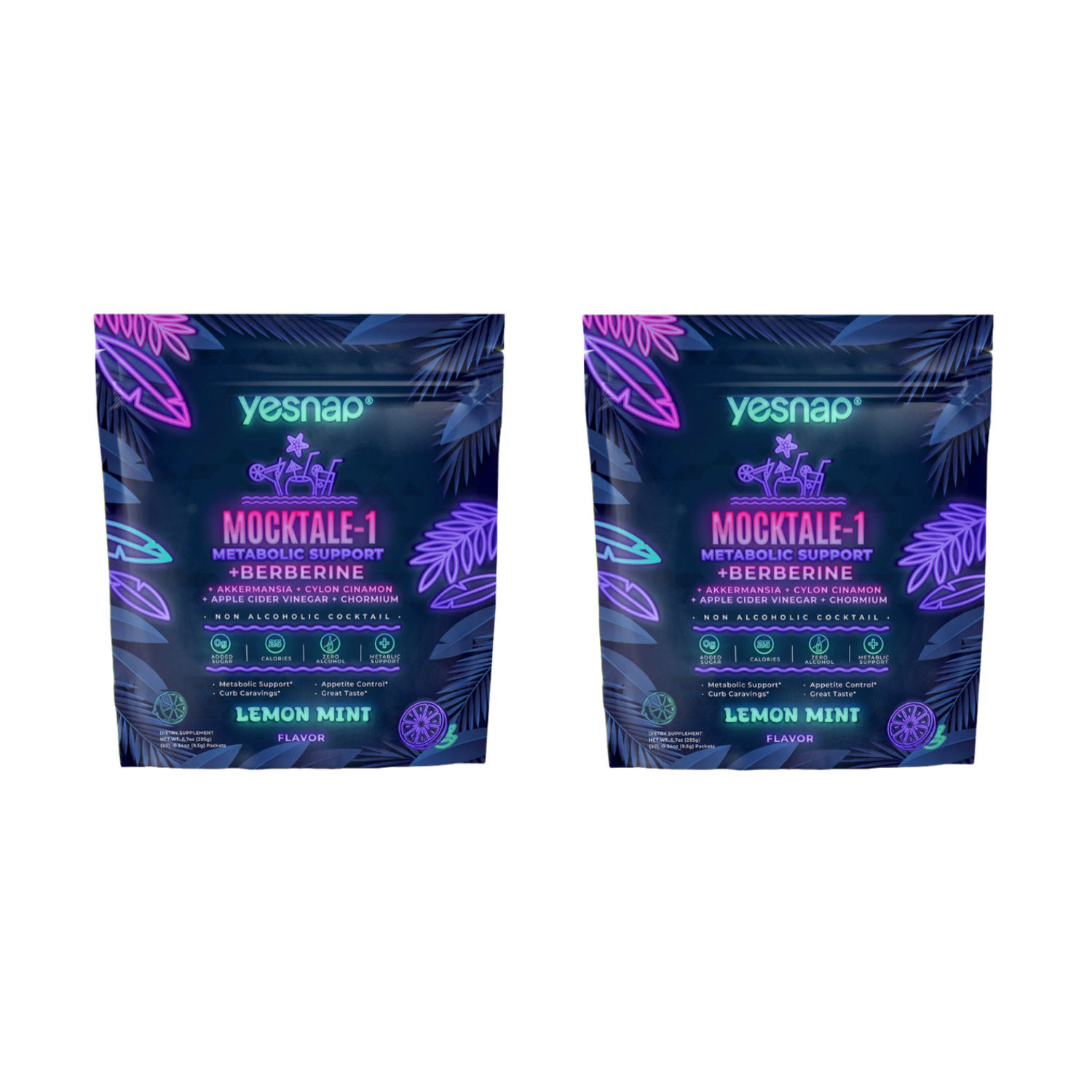 MOCKTALE-1 Metabolic Support with Berberine & Akkermansia, Chromium, CeylonCinnamon, AppleCiderVinegar-30 Packets Lemon Mint Flavor Non-Alcoholic Cocktail