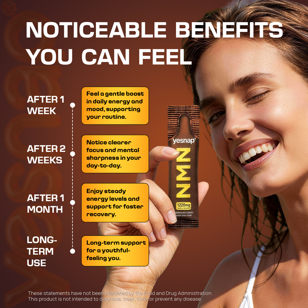 YESNAP NMN + Resveratrol 1,220mg | 8-in-1 Energy & Shape Support | 30 Packets