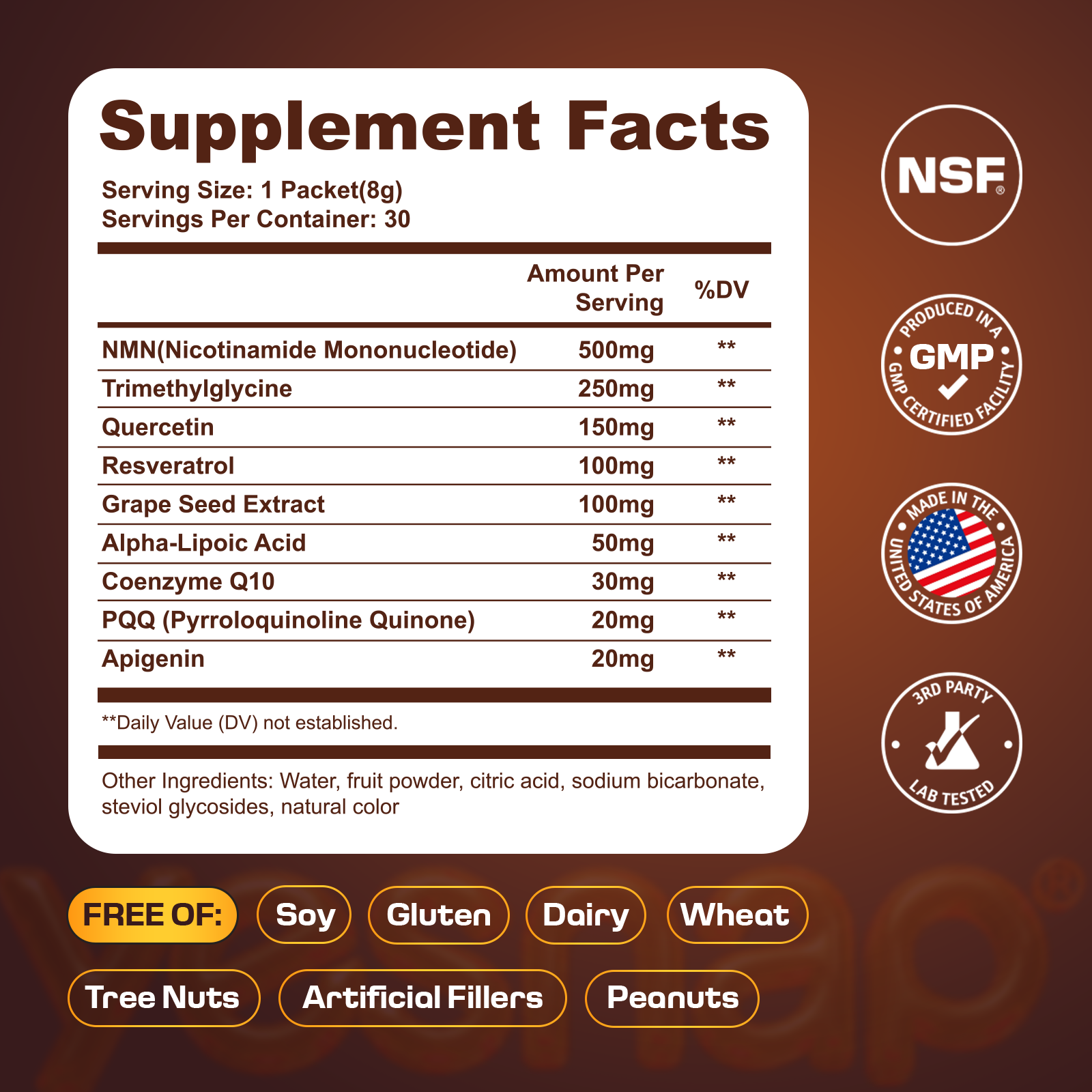 YESNAP NMN + Resveratrol 1,220mg | 8-in-1 Energy & Shape Support | 30 Packets