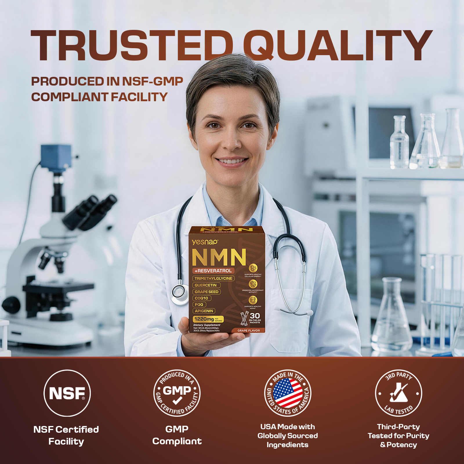 YESNAP NMN + Resveratrol 1,220mg | 8-in-1 Energy & Shape Support | 30 Packets